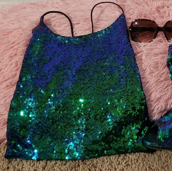 Green sequin crop top - Picture 3 of 3